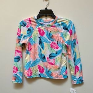 Miken Girls Tropical Leaf Rashguard Top Size Large 14-16 NWT